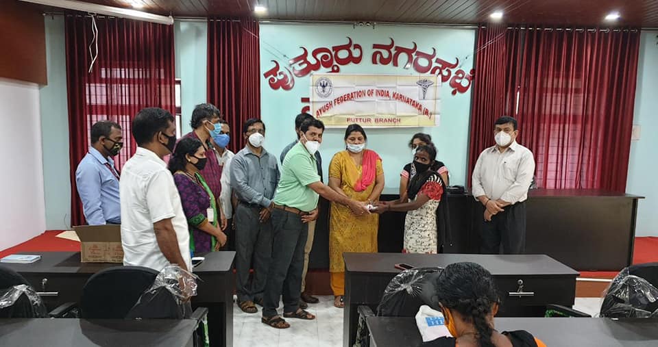 Distribution of Ayush Kit to Puttur Nagarasabe